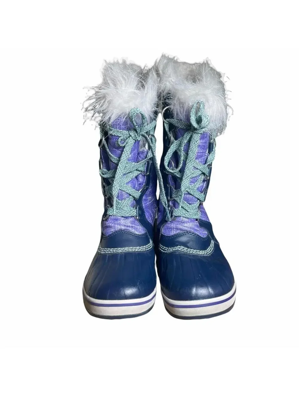 SOREL Youth Tofino II Waterproof Winter Snow Boots - Purple & Navy Blue (Size 5)